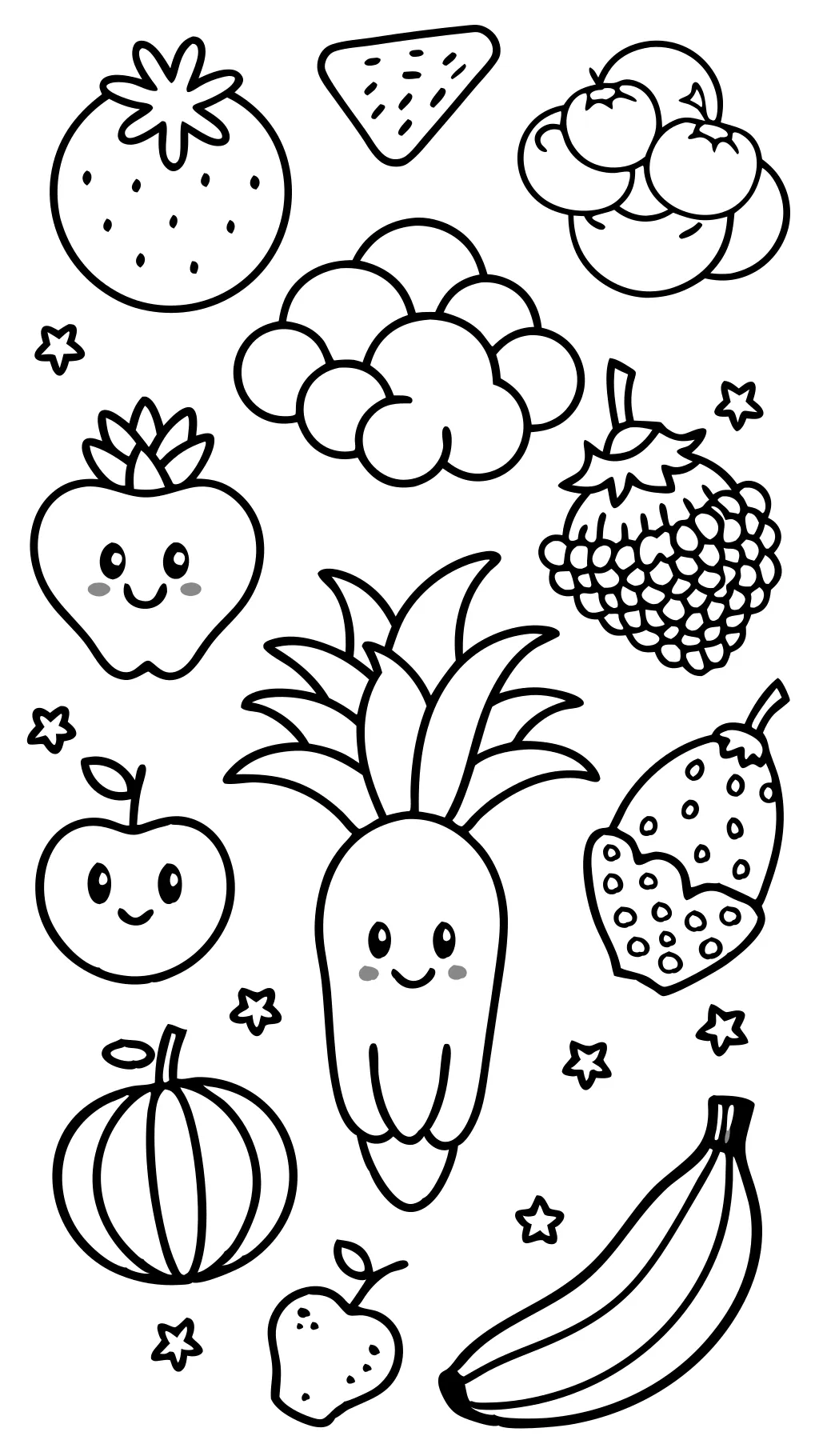 fruits and vegetables coloring page